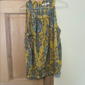 Anne Klein Yellow Blue Smocked Tank Top